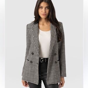 Saint + Sofia  houndstooth double-Breasted Plaid Blazer Size 18